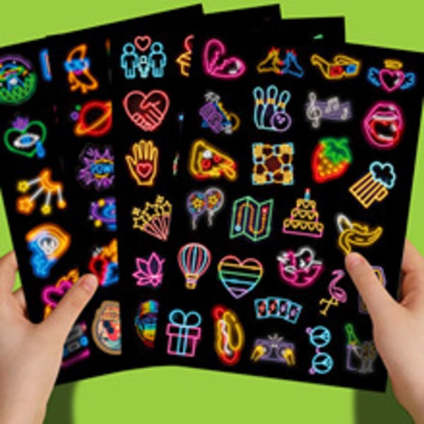 100 Stk. Cool Neon Klistermærker, Vandtæt Vinyl Klistermærke, Klistermærker til Skateboard Scrapbog Pc Laptop Kuffert Telefon MacBook Flaske Tablet Journal G