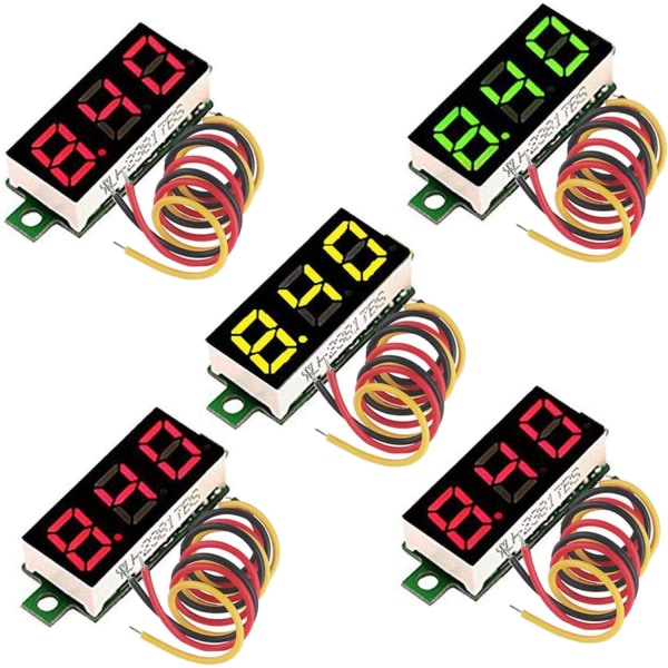 5st Digital DC Voltmeter 0,28 tum 3-tråds 2,5V-30V Mini Digital DC Voltmeter Spänningsmätare,L