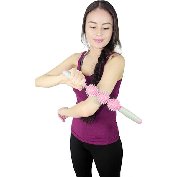 3-bolls fascia muskelrulle - Anti-cellulitmassager, fascia rulle för celluliter och muskler Pink