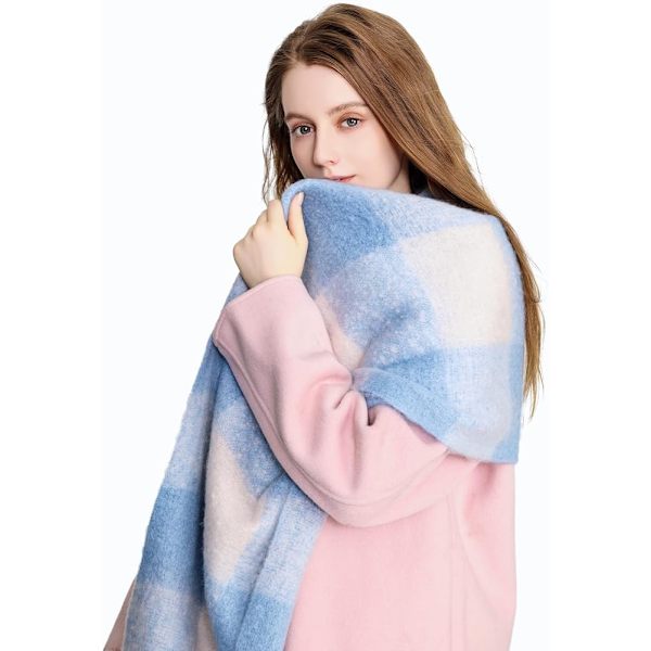 Kvinnors K Cashmere Stor Färgad Rutig Halsduk Vinter Varm Wrap Halsduk