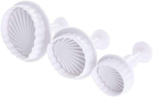 Set med 3 kakformar i plast för barn, snäckskalsdesign