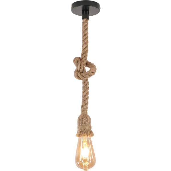 （150cm） Industriell hängande ljuskrona, hamprep med ett enda huvud