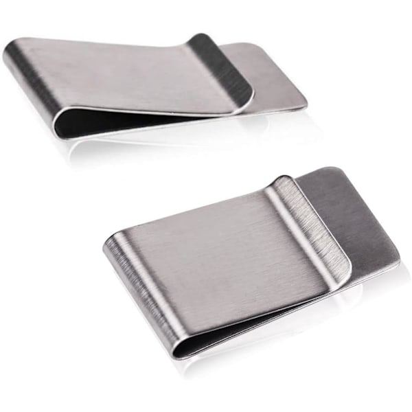 2 stk. Små Mænds Slanke Pengeclips Rustfrit Stål Kreditkort Business Card Holder Lomme Kontanter Tegnebog