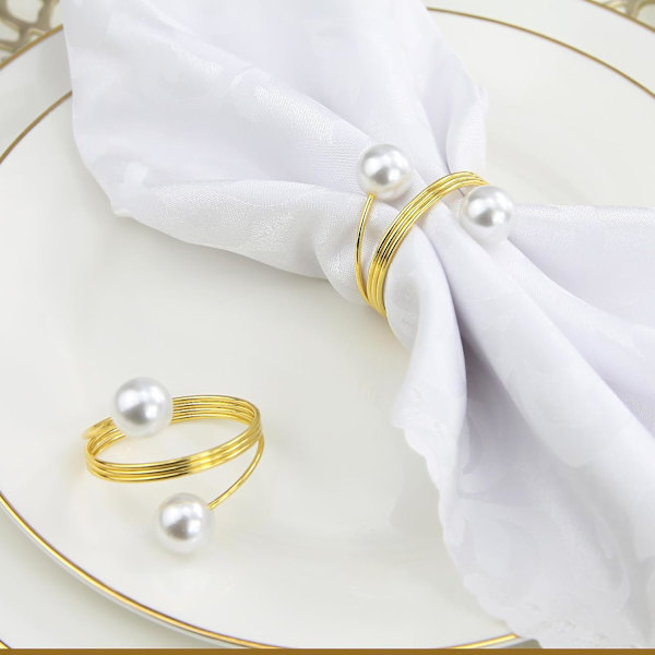 Set med 12 Eleganta Pärl Servett Ringar Metall Servett Ringar Hållare Servett Spännen för Jul Tacksägelse Bröllop Fest