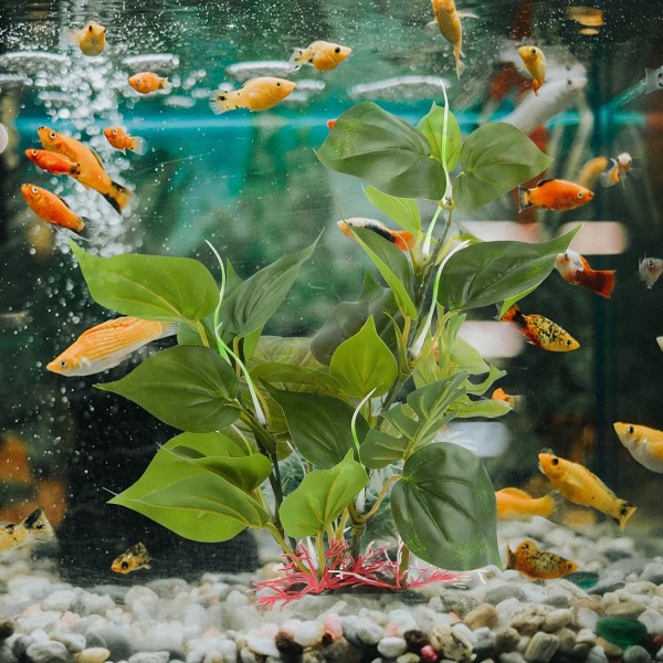 30cm Kunstig Akvarieplante Plast Realistisk Utseende Akvarie Ornament Grønne Blader