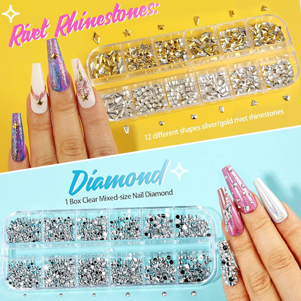 41 Ask Rhinestones för Naglar, Nagelstenar 5 Ask Nagelkonst Rhinestones 36 Ask Nagelflingor, Nagelstenar Sten Nageldesign