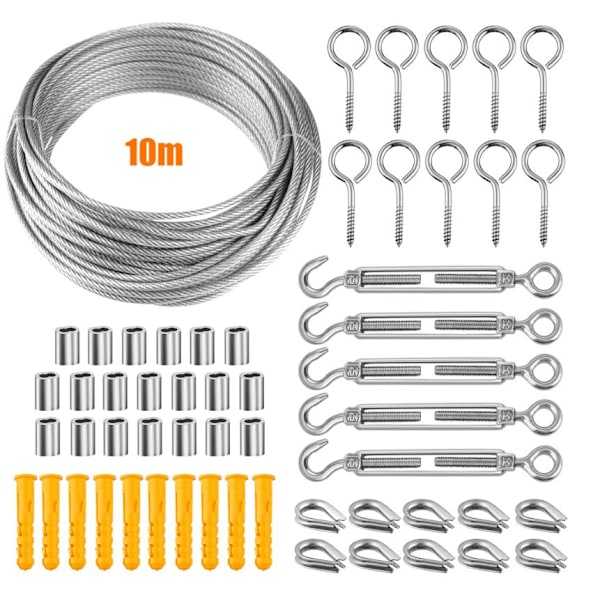(10m)304 Rustfritt Stål Tau Henge Kit, Nylon Belagt Rustfritt