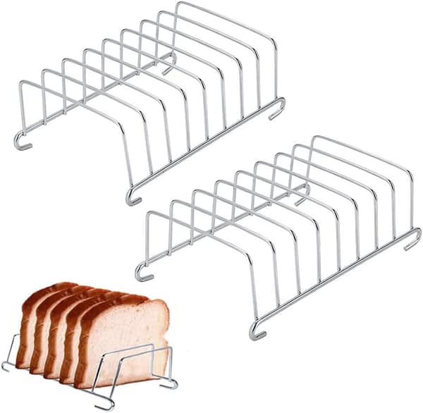 Rostbrödshållare i rostfritt stål, 2-pack, Silver