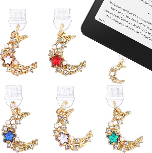 Støvprop Charms til Kindle - 6-pak Støvprop til Kindle Type C/USB C, Gave til E-læser Tilbehør