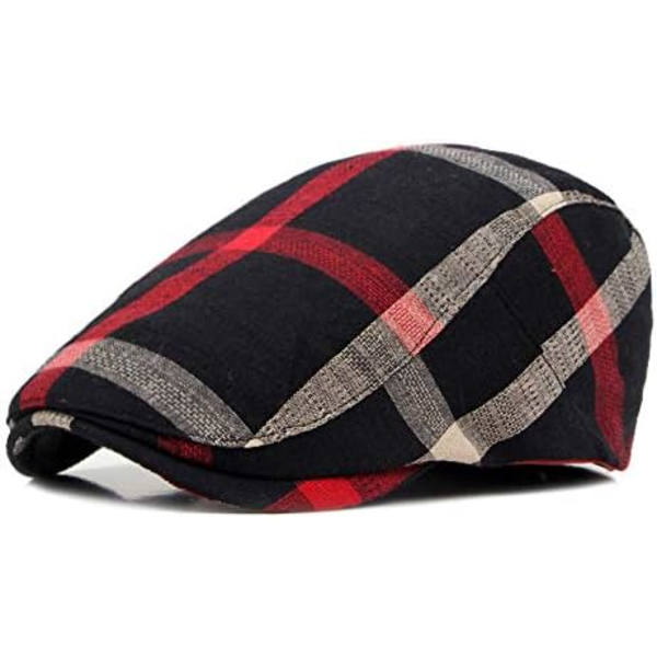 Herrar Justerbar Färgglad Randig Rutiga Ivy Newsboy Cabbie Gatsby Golfkeps Platt Bomullshatt Tunn Keps