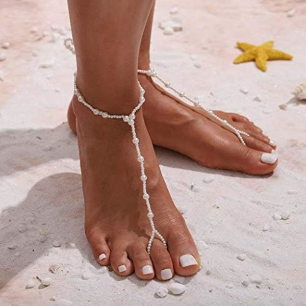 13 cm 2 kpl Helmi Paljain Jaloin Sandaalit Anklet Rannassa Jalka Ketju Varvas Hää Anklet Rannekoru Korut Naisille ja Tytöille