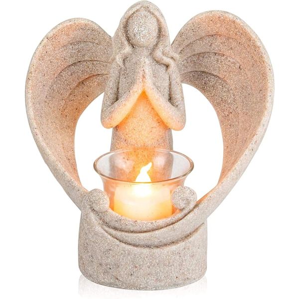 Engle Lysestager Ornament Engel Statue Teelys Lys Ho