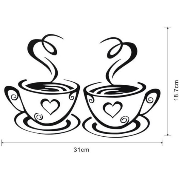 Set med 2 dubbla kaffekoppsdekaler Väggdekal med mönster