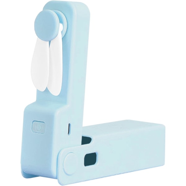 Mini Langaton Taskutuuletin Sininen (1 kpl) - Erittäin pienikokoinen kannettava henkilökohtainen tuuletin: Taitettava ja hiljainen - 3 nopeutta - USB ladattava: 5 tunnin akunkesto