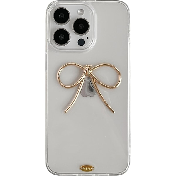 Yksinkertainen 3D Rusetti Kirkas Pehmeä Puhelinkotelo Yhteensopiva iPhone-kotelon kanssa (Kulta, iPhone 16 Pro Maxille)