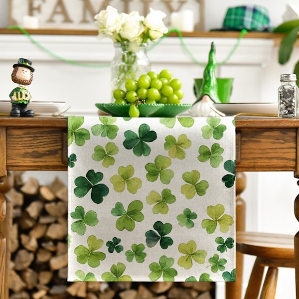 1 stk. Patrick's Day Bordløber, Sæsonbestemt Forår Heldige Køkken Spisebord Dekoration til Hjemmefest Dekor 13 x 72 Tommer