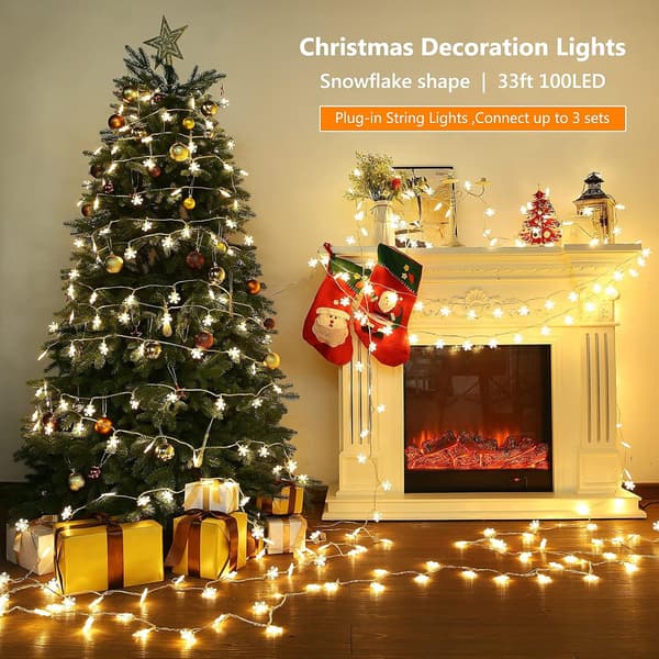 Snefnug-formede julelys, 100 LED 33FT strenglys