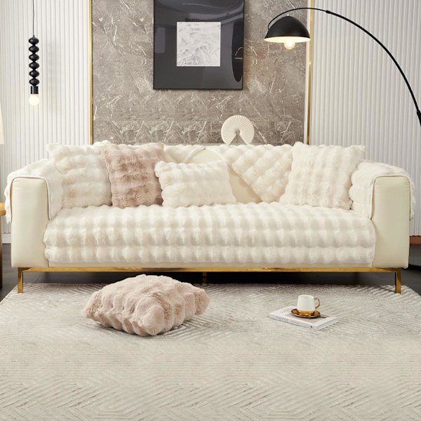 (Beige, 70x70) Tykke, myke plysj sofa putetrekk - sklisikre 1