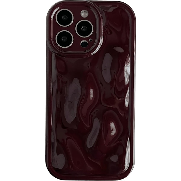 Vattenvågsmeteorbubbelmönster Kromplätering Mjuk Kompatibel med iPhone-fodral (Vinröd, iPhone 15 Pro Max)