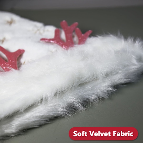 Julehat, Julemandshat til Voksne, Julehat med Glitrende Snefnug, Unisex Fløjl Julemandshat med Gevir
