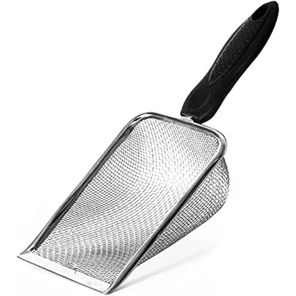 Kattesandspade med små hull i slitesterk metall for kattunge, sil med dyp spade for katt, hund, kanin