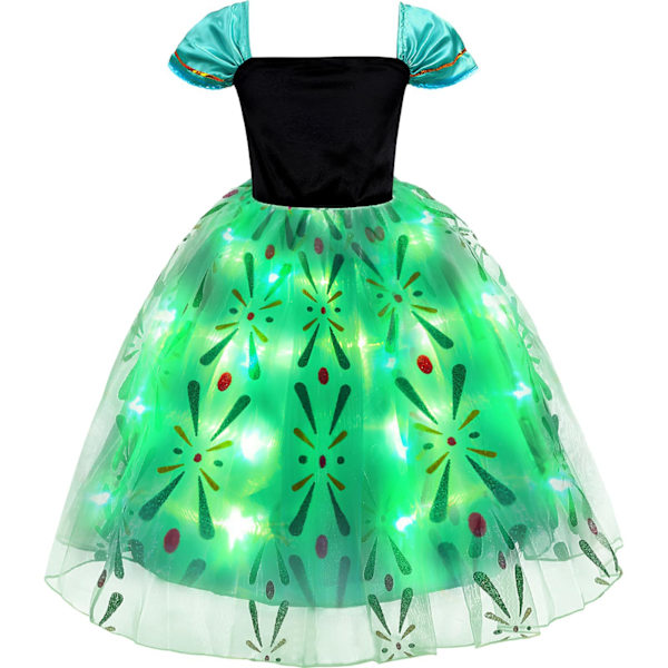 1 del grön lysande prinsessklänning juldräkt flicka snö Halloween isklänning Height 120CM