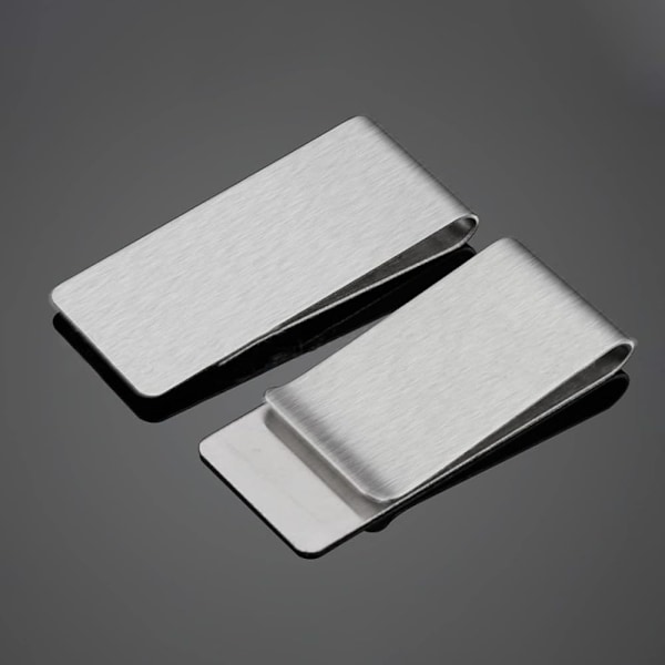 2 stk. Små Mænds Slanke Pengeclips Rustfrit Stål Kreditkort Business Card Holder Lomme Kontanter Tegnebog