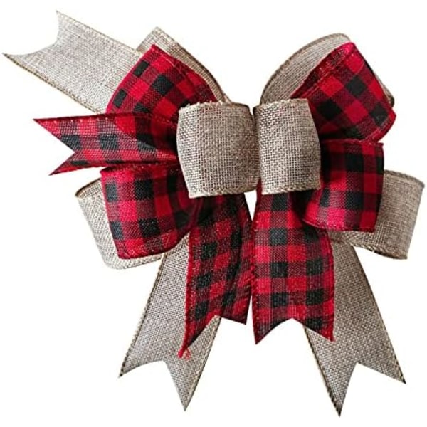 Julgransslinga med Rutigt Buffeltyg, Rustik Burlap, för Festlig Bröllops- och Köksprydnad