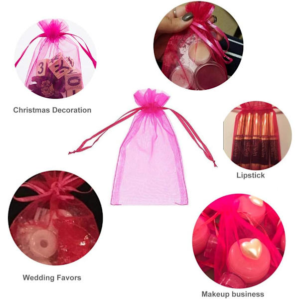 100 kpl organza-pusseja, 4 x 6 tuumaa (10 x 15 cm) läpinäkyvä kiristysnauha