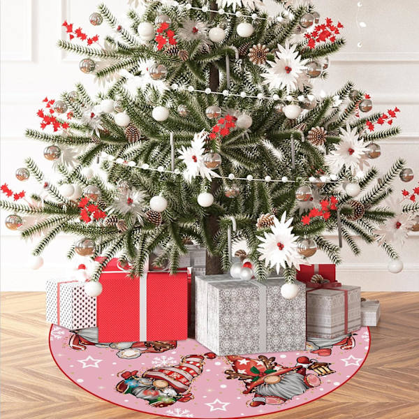 1 stk Juletræsskørt Pink Træskørt Glitter Nisser Snefnug Jul Vinter Træskørt 48 Tommer til Pink Jul I