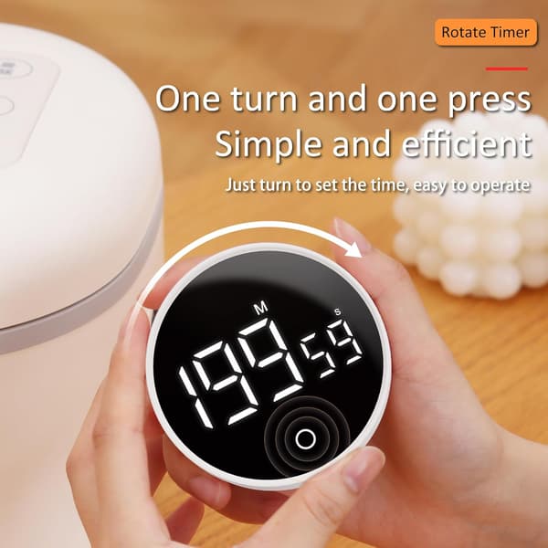 1 stk. Køkken Timer, Magnetisk Visuel Timer Stor LED Display Positiv Nedtællingstimer Justerbar Lydstyrke til Klasseværelse C