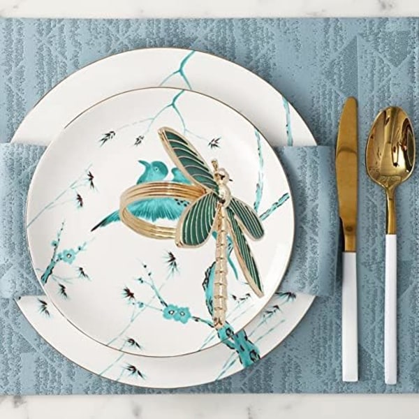 6-pak Gull Serviettring Dragonfly Serviettringer Holdere Insekt Serviettringer Spenne for Thanksgiving, Jul, Familie Samling