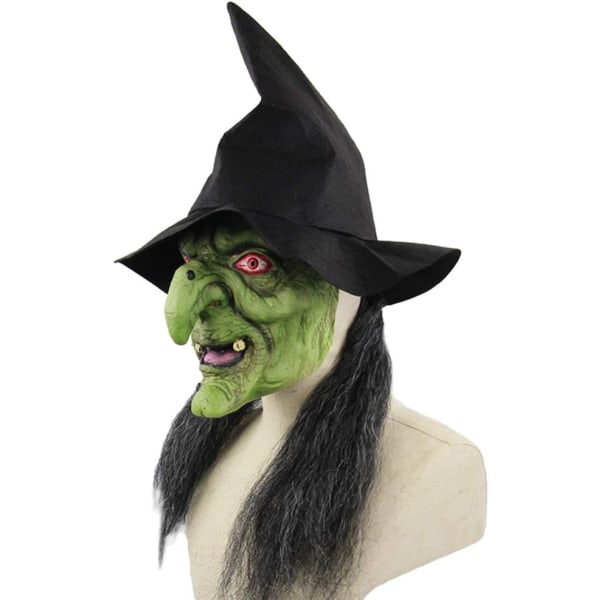 Unisex Halloween Horror Maske Voksen Kostume Klovn Spøgelse Maske Elastisk Strop Heks Maske Latex + Hår Pe