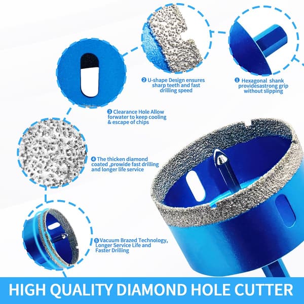 20 mm diamant hulsav med centreringsguide borebit, professionel loddet diamant borebit til fliser, porcelæn