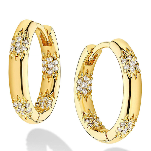 Cubic Zirconia Huggie Øredobber Gullbelagt Små Øredobber Små Huggie Hoop Øredobber Enkle Lettvekts Hoops Gave til Kvinner