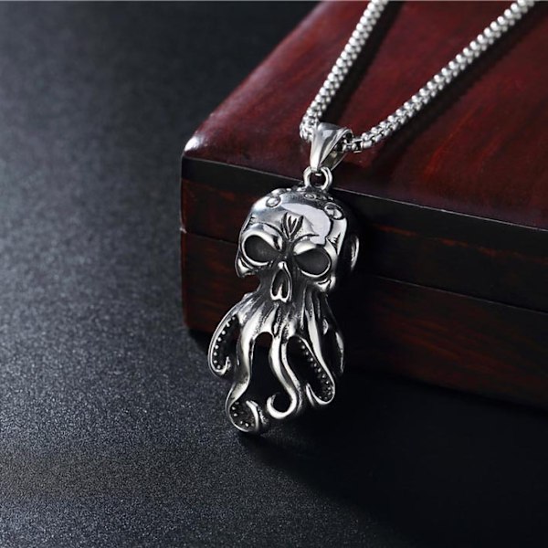 Rustfritt stål Vintage Gothic Skull Style Cocktail Biker Pendant Halskjede