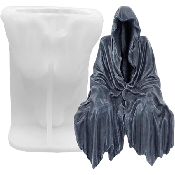 1 st Ghost Ljusform Halloween Dödsgud Resin Gjutning Silikonform för DIY Aromaterapi Ljusvax Gips Poly