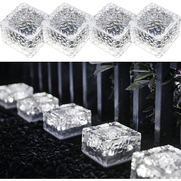 7 x 7 x 5 cm 4-pack vita solcellslampor i PVC med kallt vitt ljus