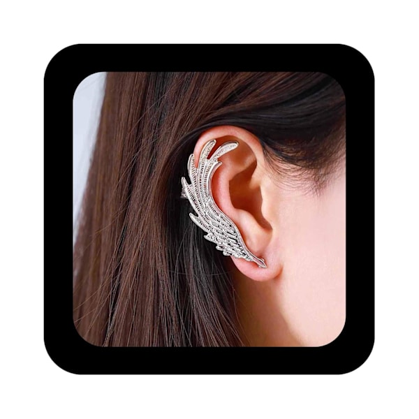 (Silver Höger) Boho Ängelvingar Öronmanschett Örhängen Vingar Öronklättrare Örhängen Fjäder Öronklämma Wrap Örhängen Silver Vingar Öronkrypare Örhängen Smycken f