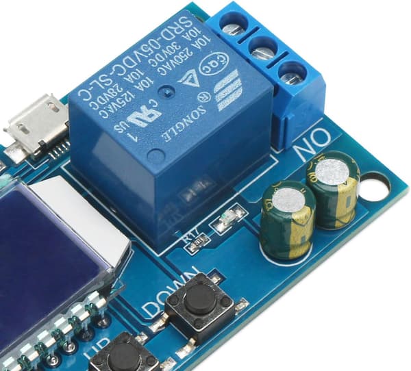 5V Tidsforsinkelsesrelæ Switch Delay-Off Cyklustimer med LCD-display Understøtter Micro USB 5V Strømforsyning