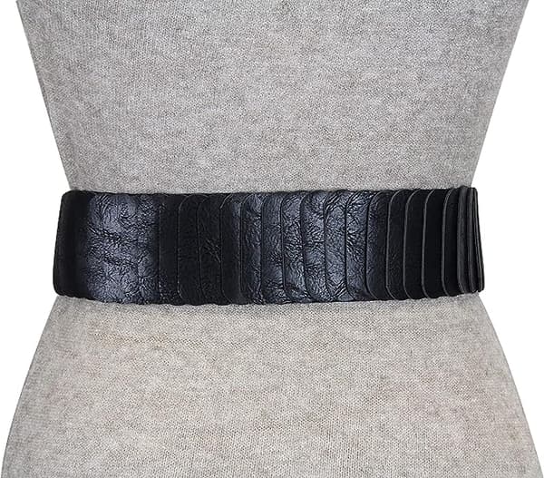 Elastiskt bälte för kvinnor, ca 6 cm brett med silverringspänne
