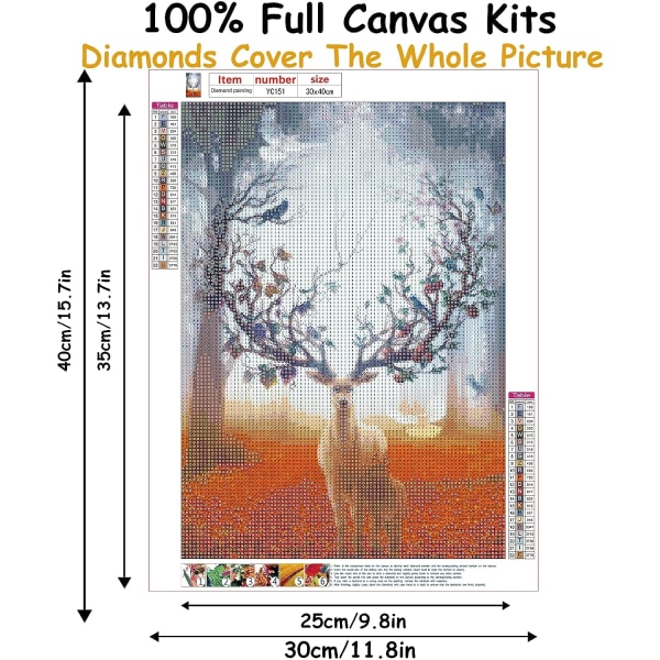 Diamantmålning, DIY Diamantmålning Pussel Konst Kit, Älg Diamant