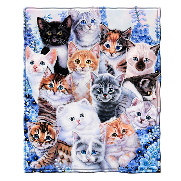Collage Kitten Fleece Tæppe til Seng, 50\" x 60\" Fleece Tæppe til Unisex og Børn - Super Blødt Plys Kattetæppe