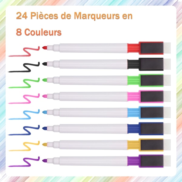 24st raderbar tuschtavla, magnetisk raderbar penna, vitb