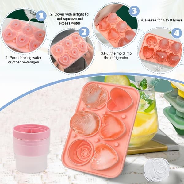 Silikon Isbitbrett med Lokk - Isbitform - Blomsterform