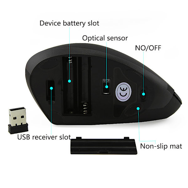 Vertikal trådløs computer gaming mus 2.4 DPI 5D optisk USB ergonomisk mus til pc bærbar