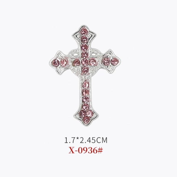 10 st Retro Kors Nagel Charm, Legering Strass Kors Charms Punk Gothic Nagelkonst Tillbehör för Akryl Nagel Dekoration,