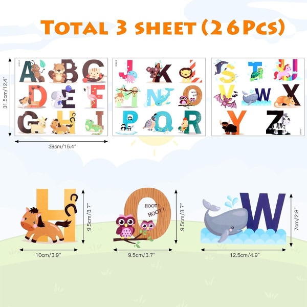 Vægklister Alphabet Engelsk ABC, Babyværelsesklistermærker, St