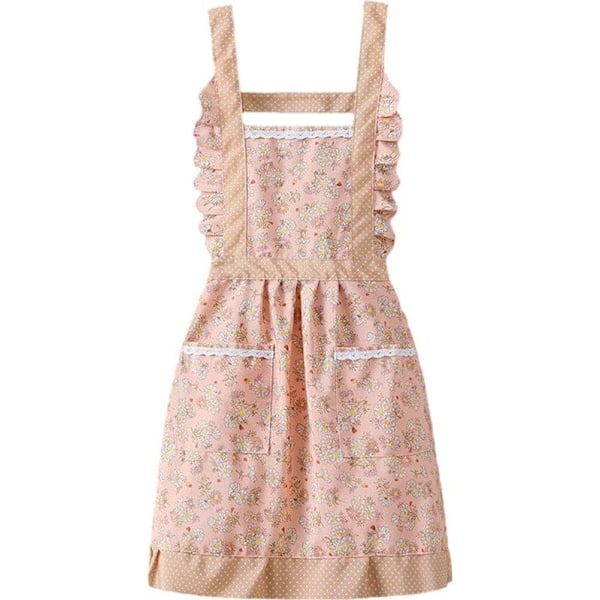 Retro Blomsterforklæder til Kvinder, Vintage Justerbart Køkkenforklæde med Lommer, Kokkeforklæder til Madlavning, Køkkentilbehør