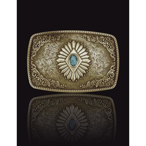 9,0X6,0CM Western Beltespenner for Menn Kvinner Cowgirl Cowboy Turkis Rodeo Utskiftbar Spenne Nyhet Beltespenne